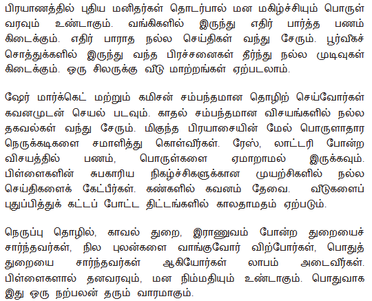 Weekly Tamil rasi palan 2014